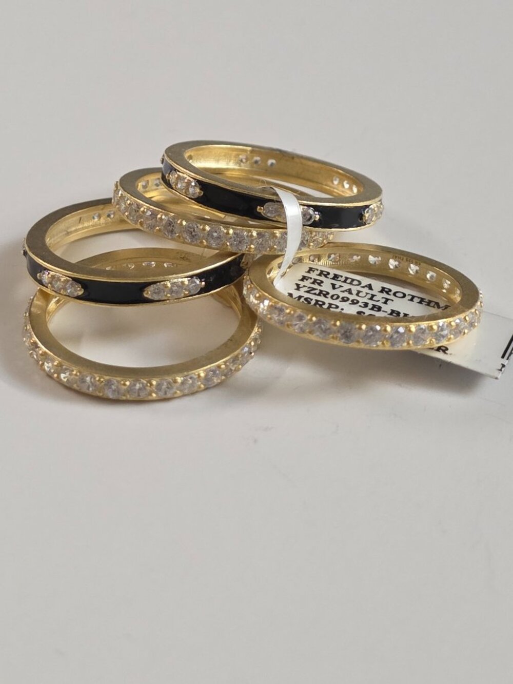 Freida Rothman Gold Plated Two Tone 5-Stack Ring - Picture 5 of 12